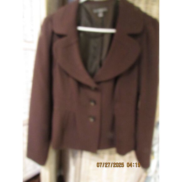 apt 9 size 12 women's blazer jacket lined large lapel tapered brown office - Picture 4 of 8
